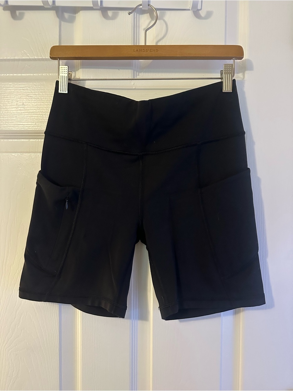 Athleta Black High-Rise Bike Shorts with Side Phone Pockets Medium - Picture 2 of 4